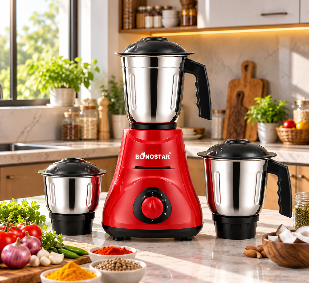 BONOSTAR Mixer Grinder with 3 Stainless Steel Jars - Image 5
