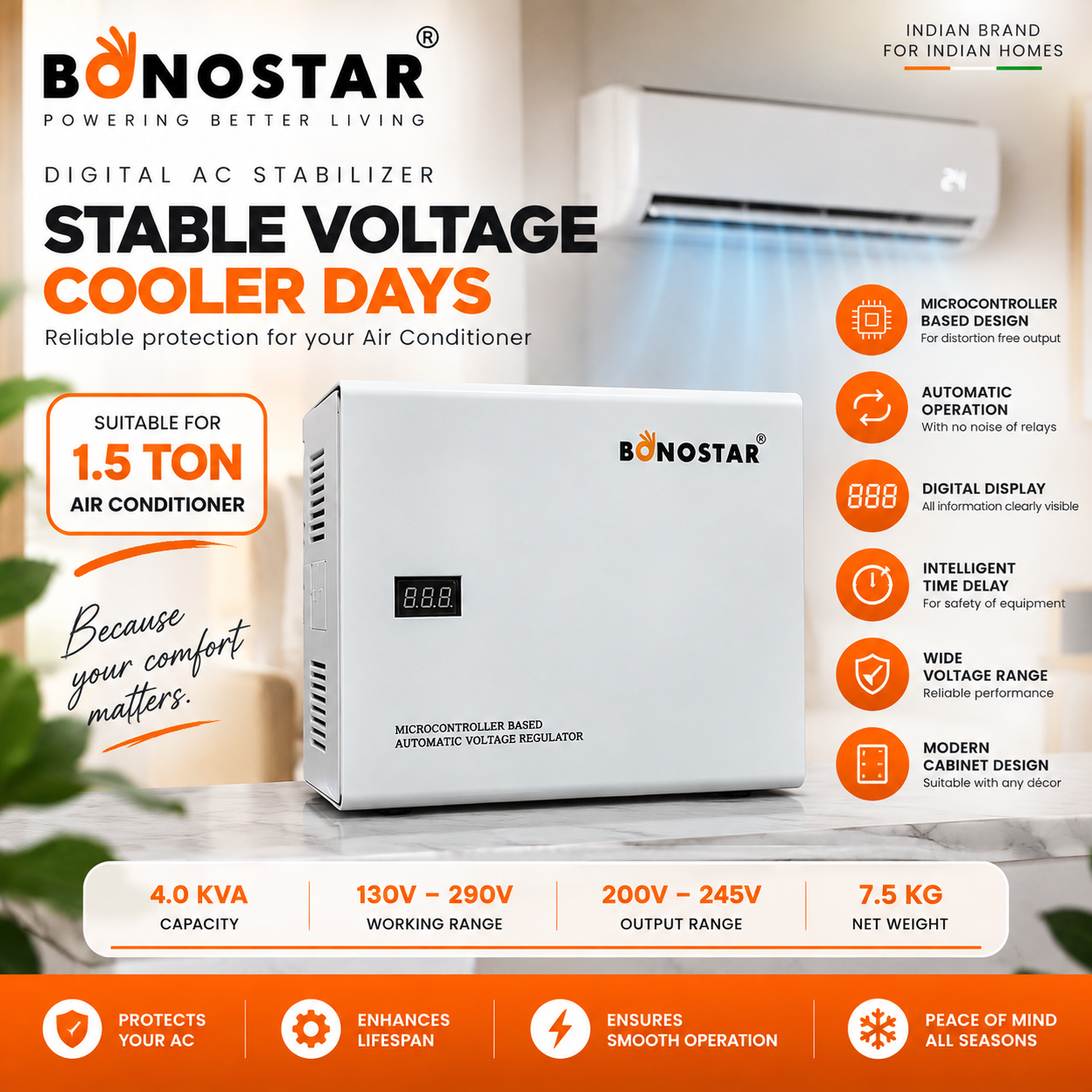 Digital 4KVA 130V AC Stabilizer